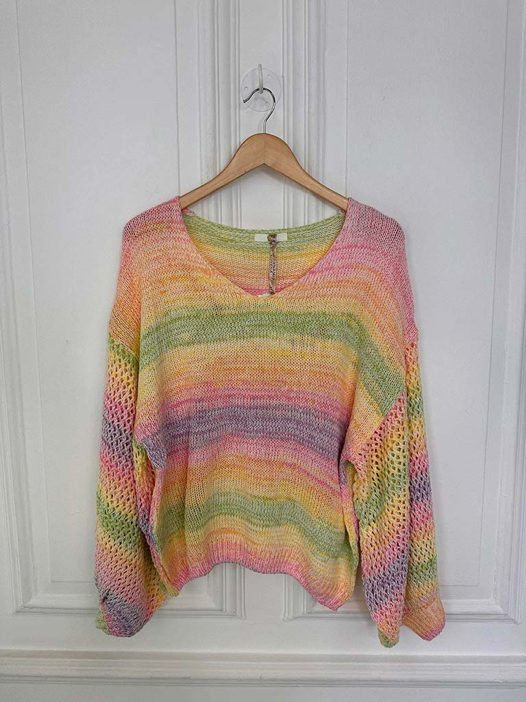 Rainbow Honeycomb Sleeve Knit