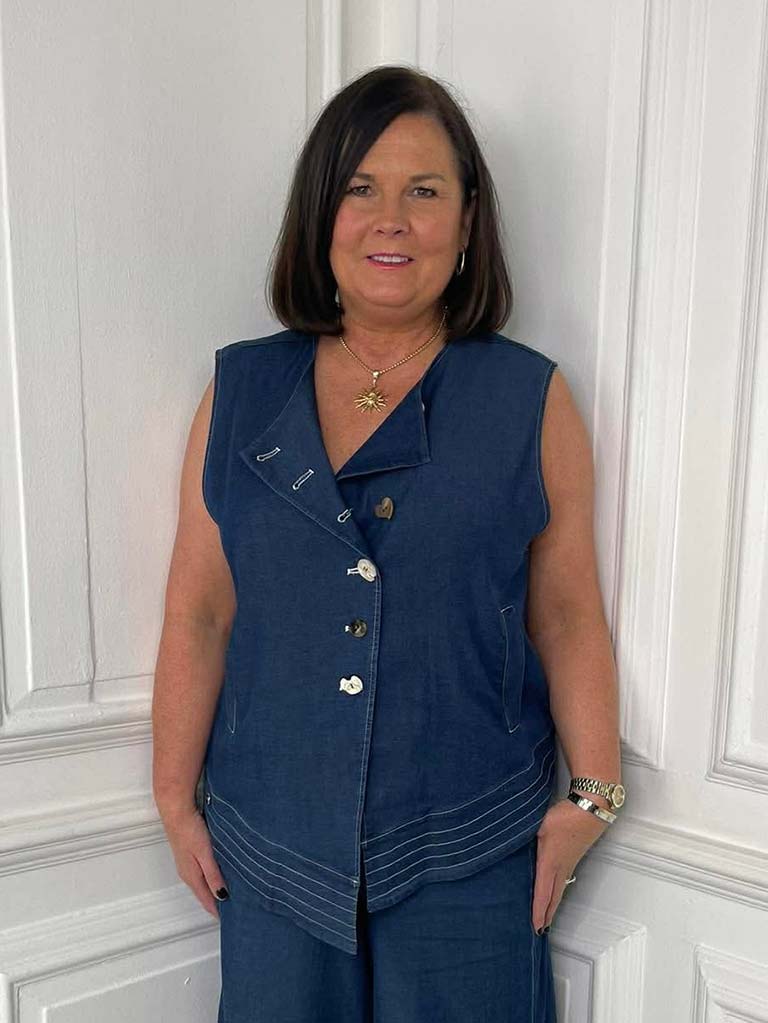 Malissa J Asymmetric Denim Waistcoat