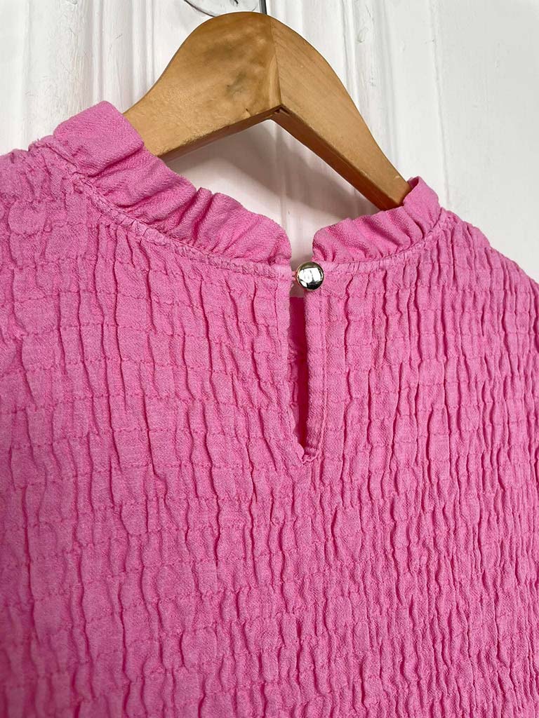 Shirred Frill Top - Bubblegum