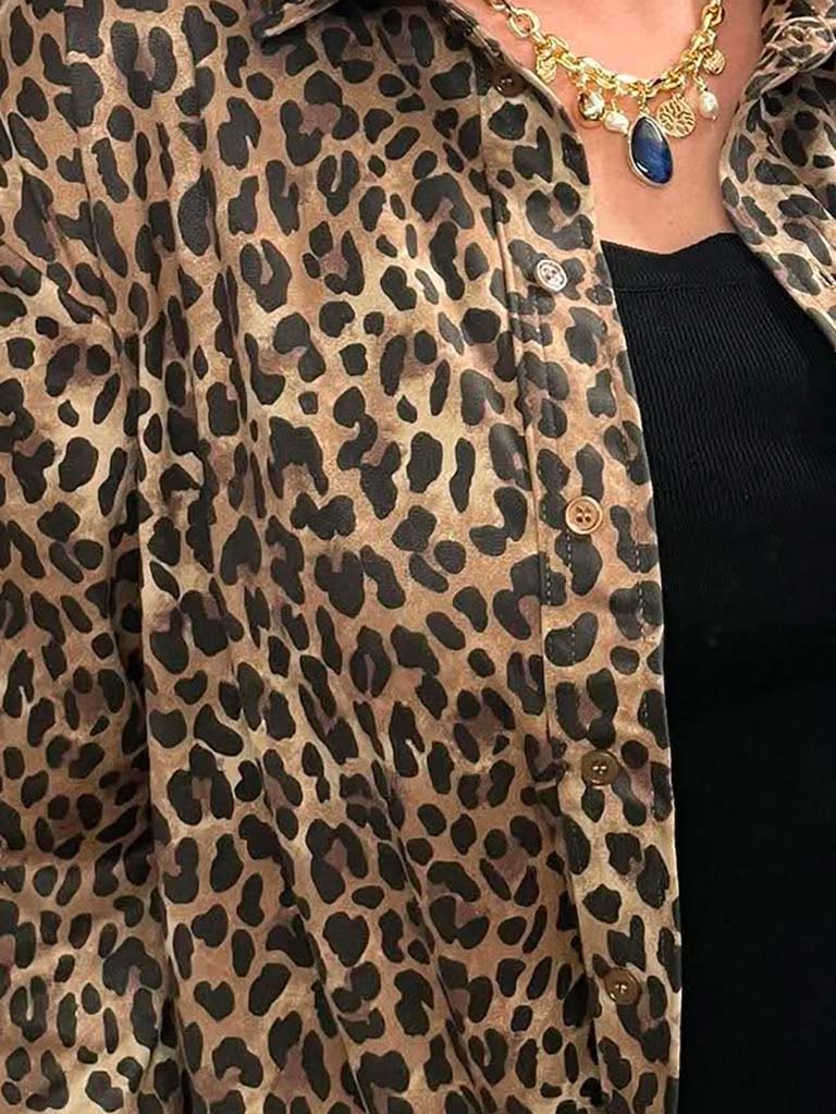 Vero Moda Faux Suede Shirt - Leopard