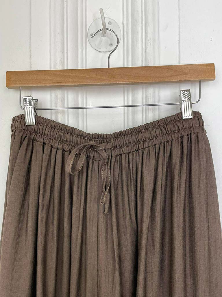 Wide Leg Drawstring Trousers - Chocolate