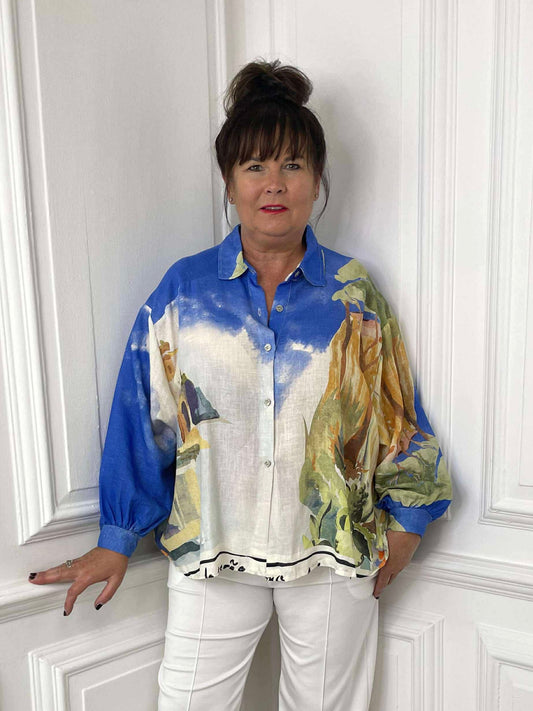 Positano Linen Shirt - Cobalt