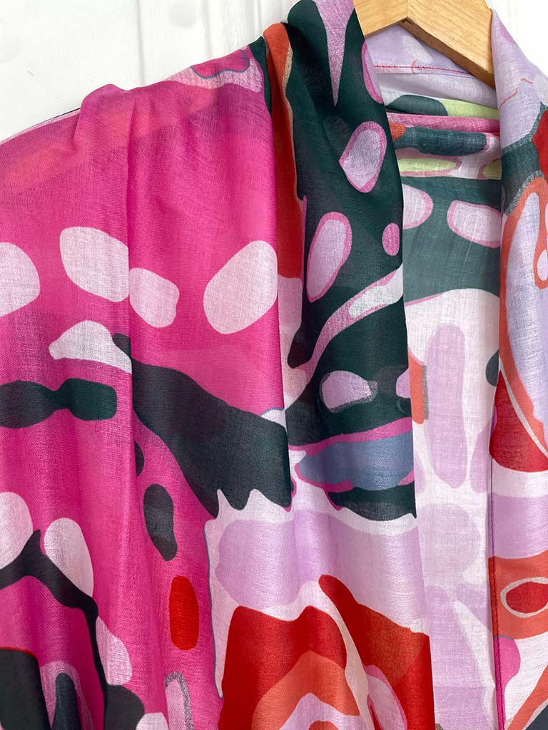 Hot Pink Tropical Floral Scarf