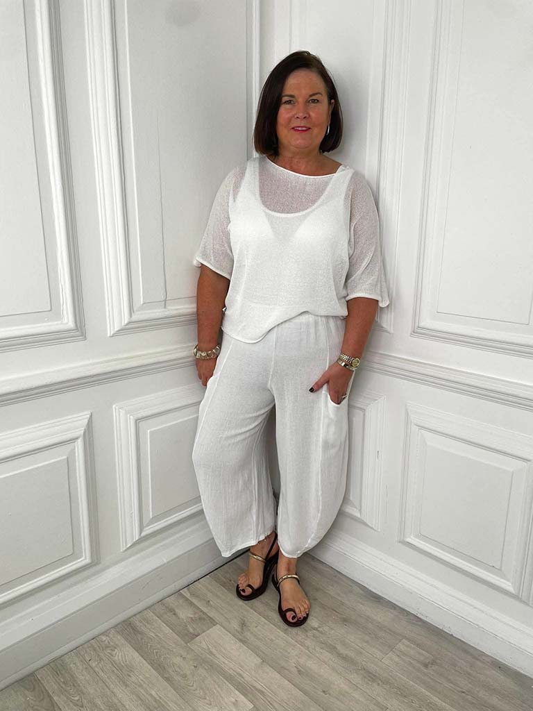Hopsack Cocoon Trousers - White