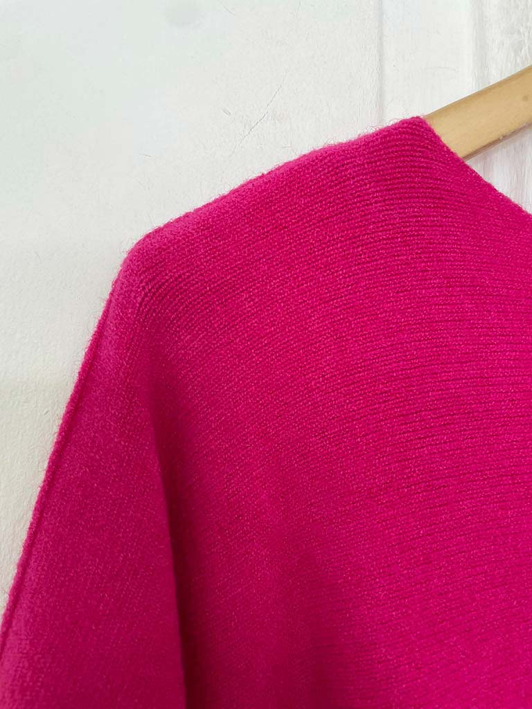 Boxy Drop Shoulder Knit - Hot Pink