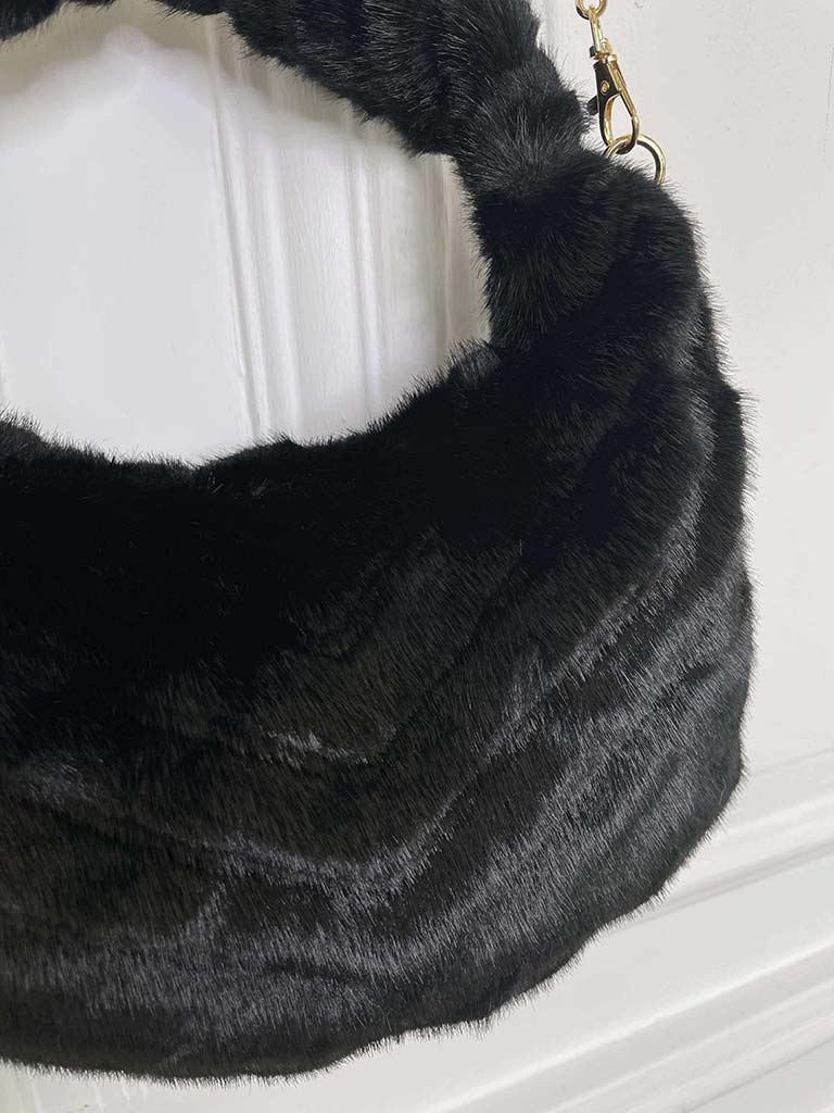 Malissa J Faux Fur Shoulder Bag - Black