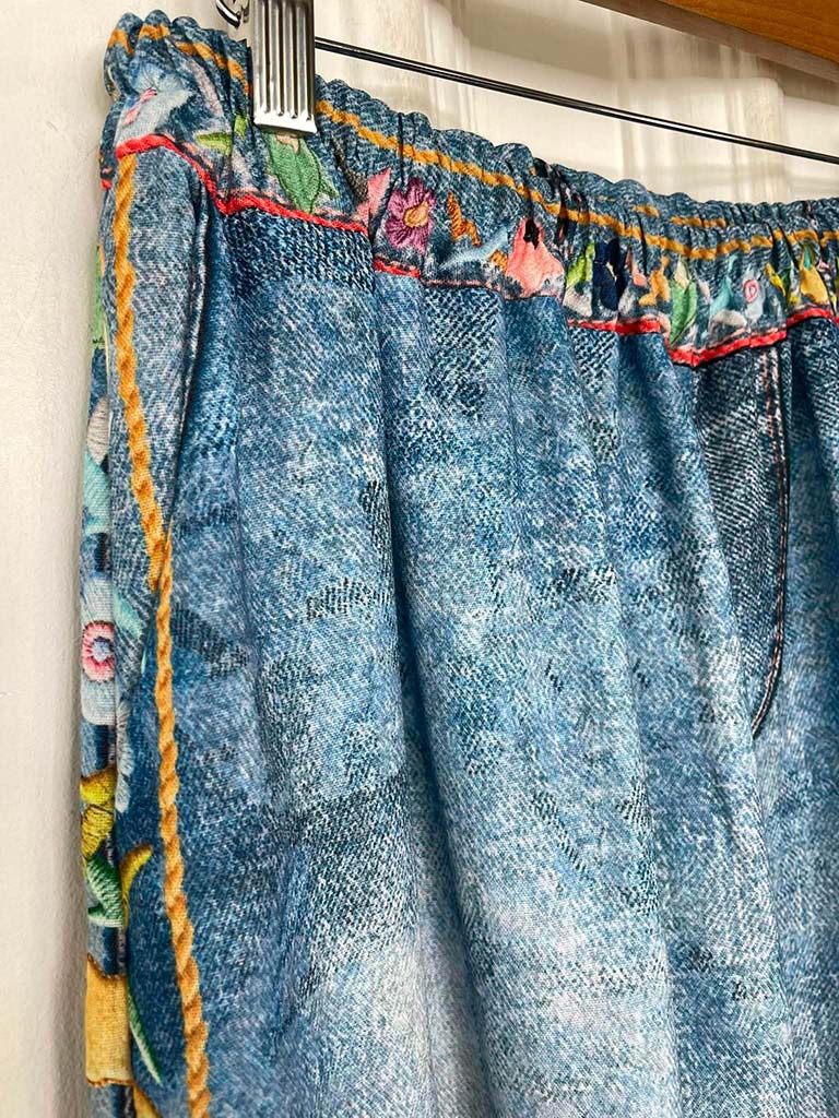 Denim Style Palazzos - Embroidery