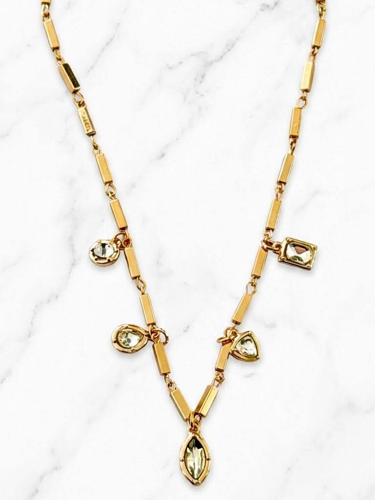 Envy Multi Jewelled Bar Chain Necklace - Gold