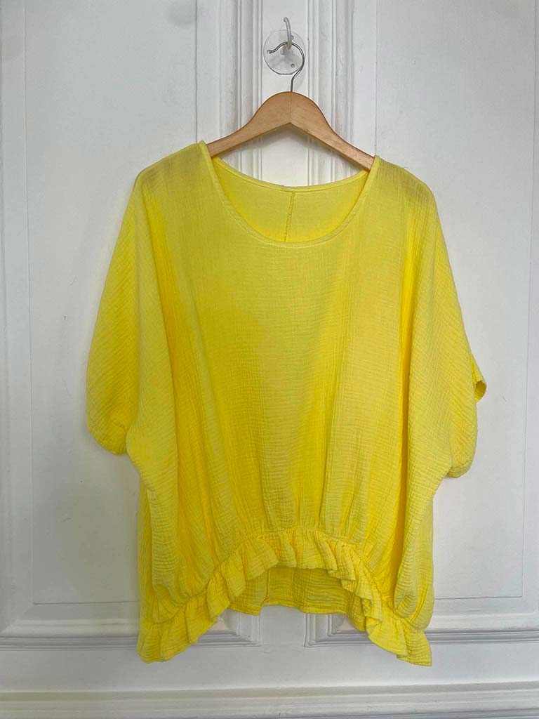 Cloud Cotton Gathered Top - Lemon