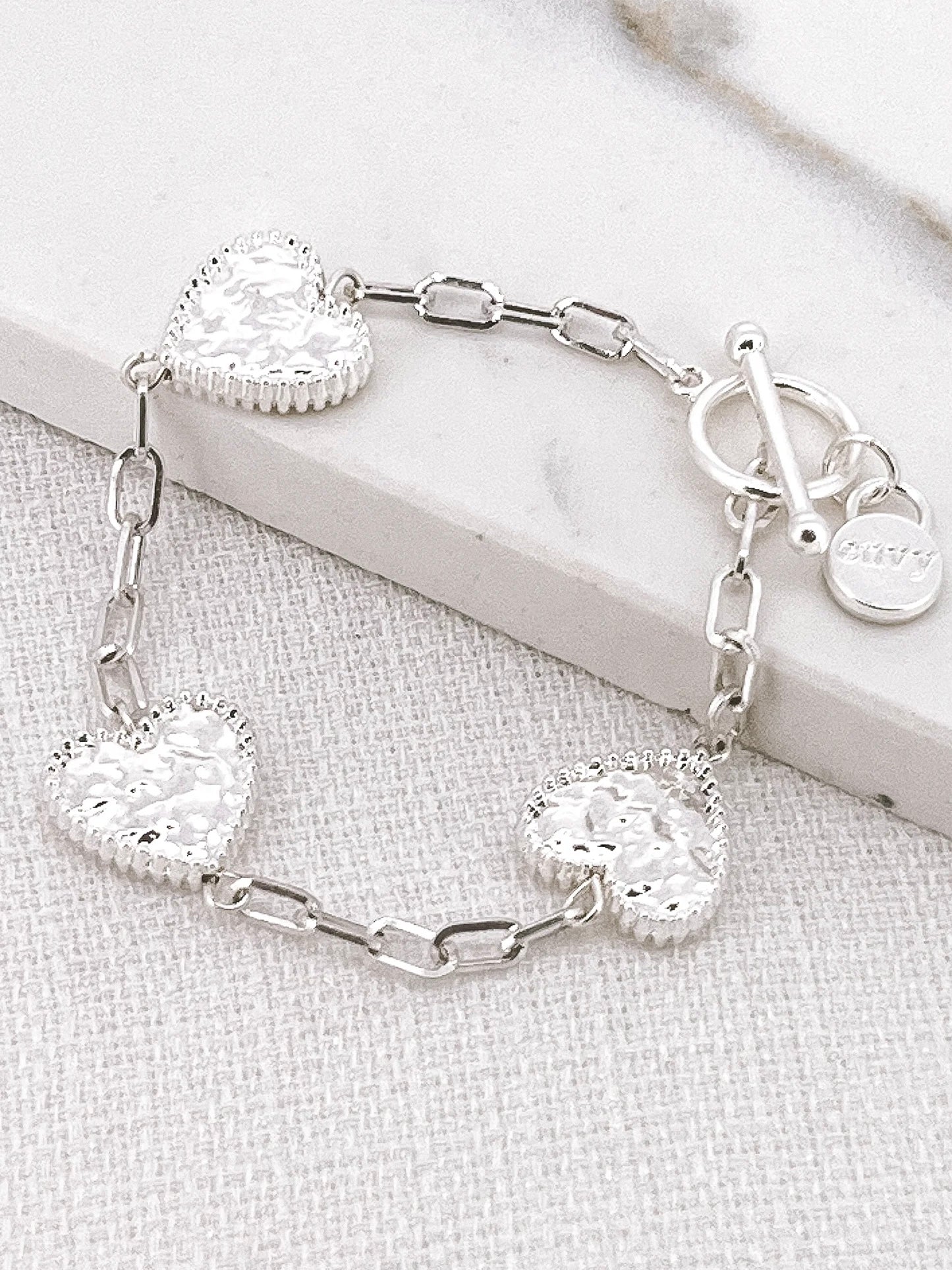Envy Textured Heart Bracelet - Silver