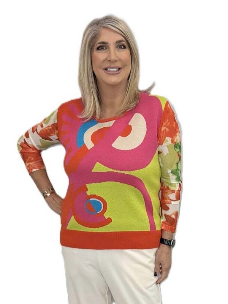 Malissa J Abstract Tank Knit - Lime