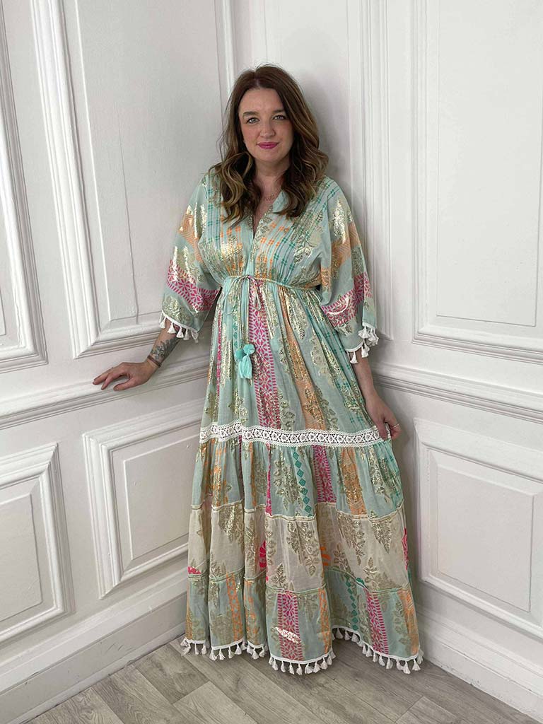 Batik Metallic Maxi - Aqua