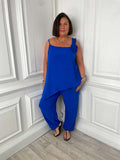Sleeveless Flower Co-ord - Royal Blue