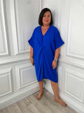 Twist Front Dress - Cobalt