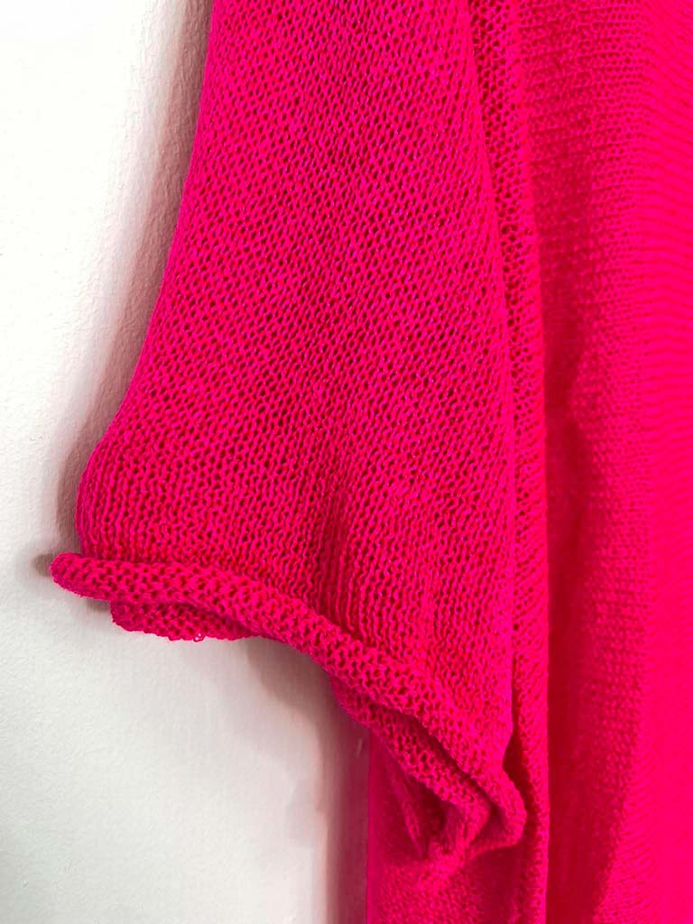 Exposed Edge Boxy Knit - Hot Pink