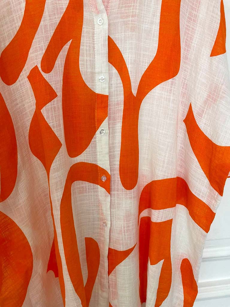 Abstract Throwover Shirt - Orange