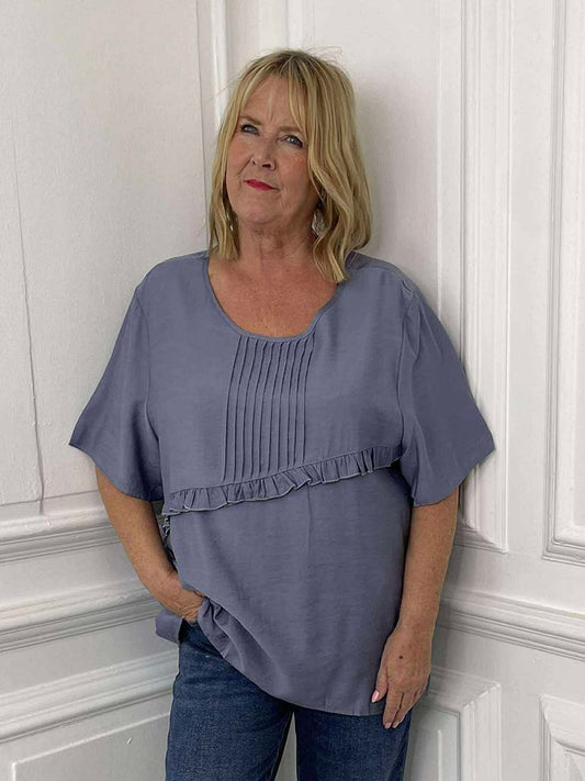 Malissa J Pin Tuck Top - Denim