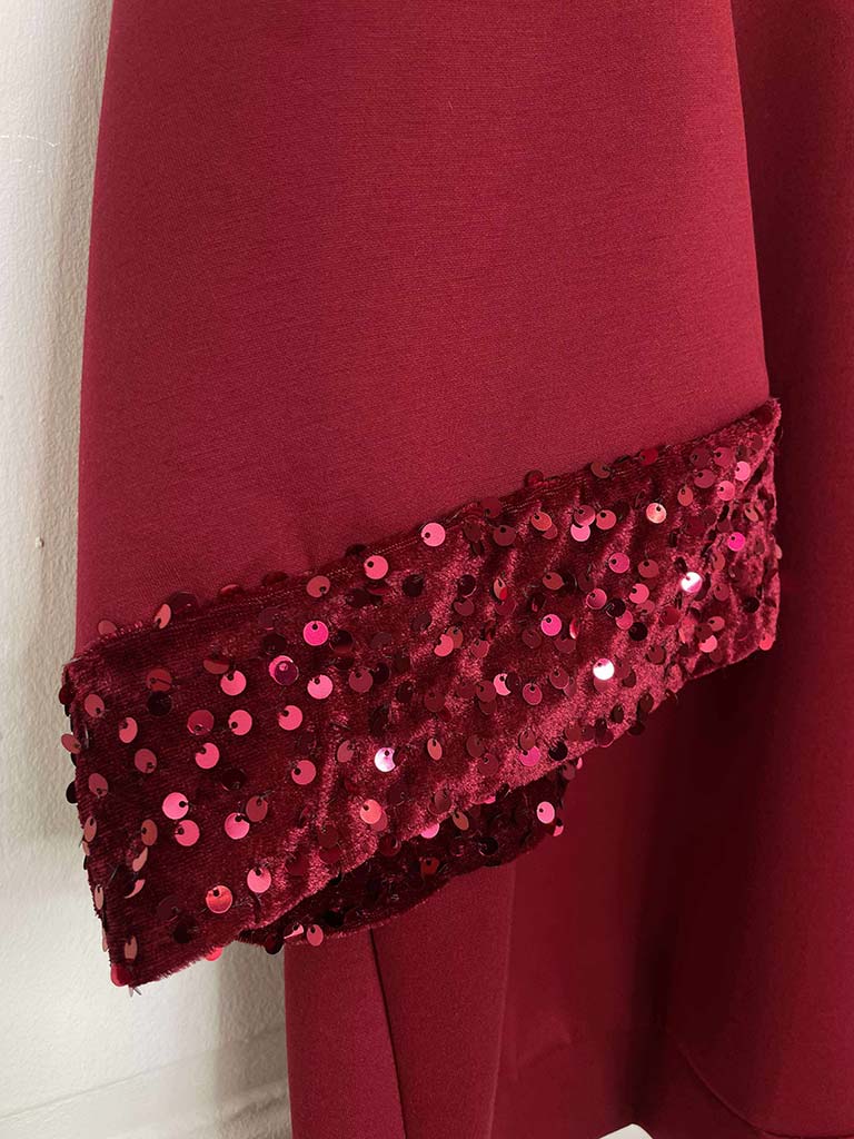 Sequin Cuff Sweatshirt - Merlot