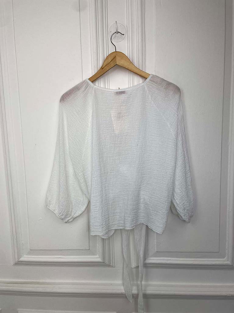 Waffle Tie Shrug - White