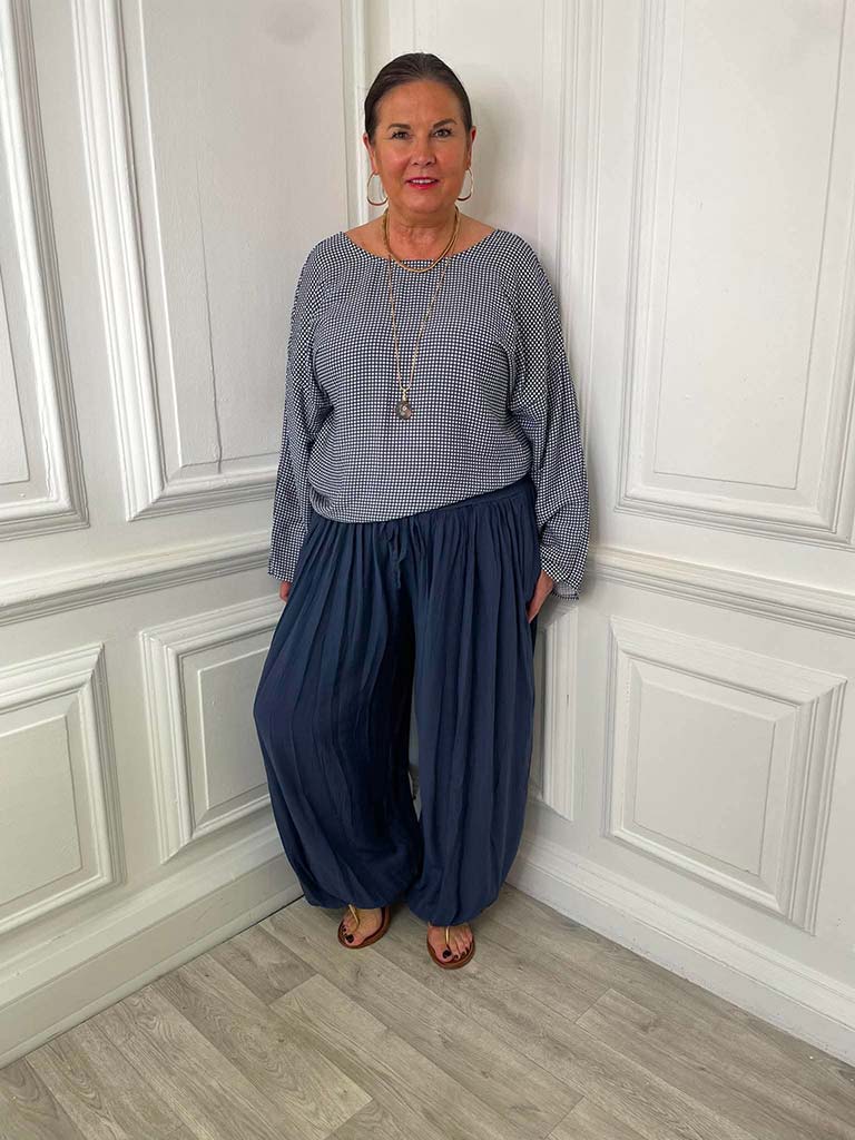 Crepe Balloon Pants - Navy