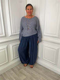 Crepe Balloon Pants - Navy