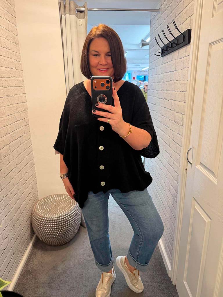 Slouchy Batwing Cardigan - Black