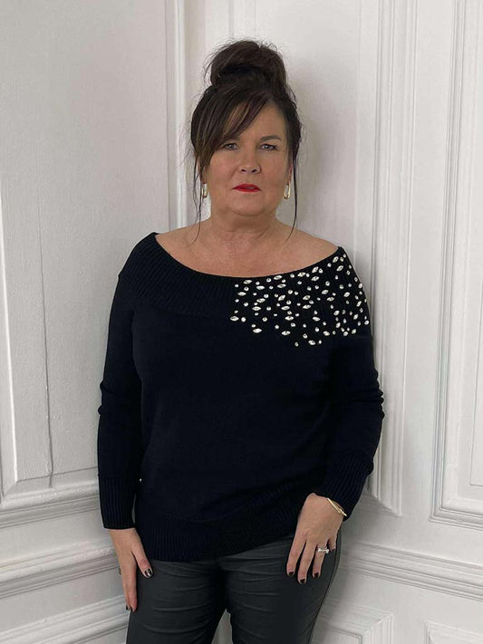 Malissa J Belle Bardot Knit - Black