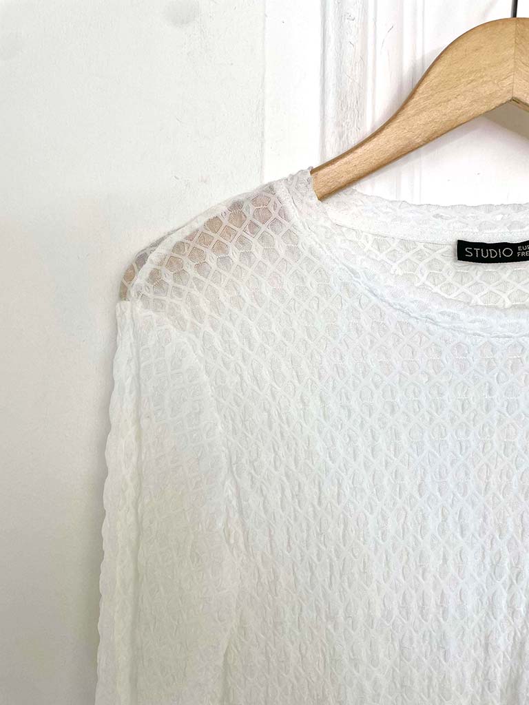 Honeycomb Mesh Layering Top - Warm White