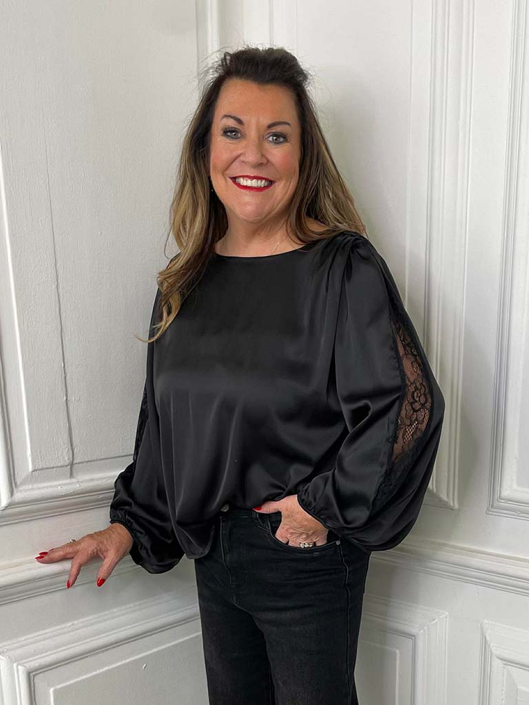 Lace Sleeve Blouse - Black