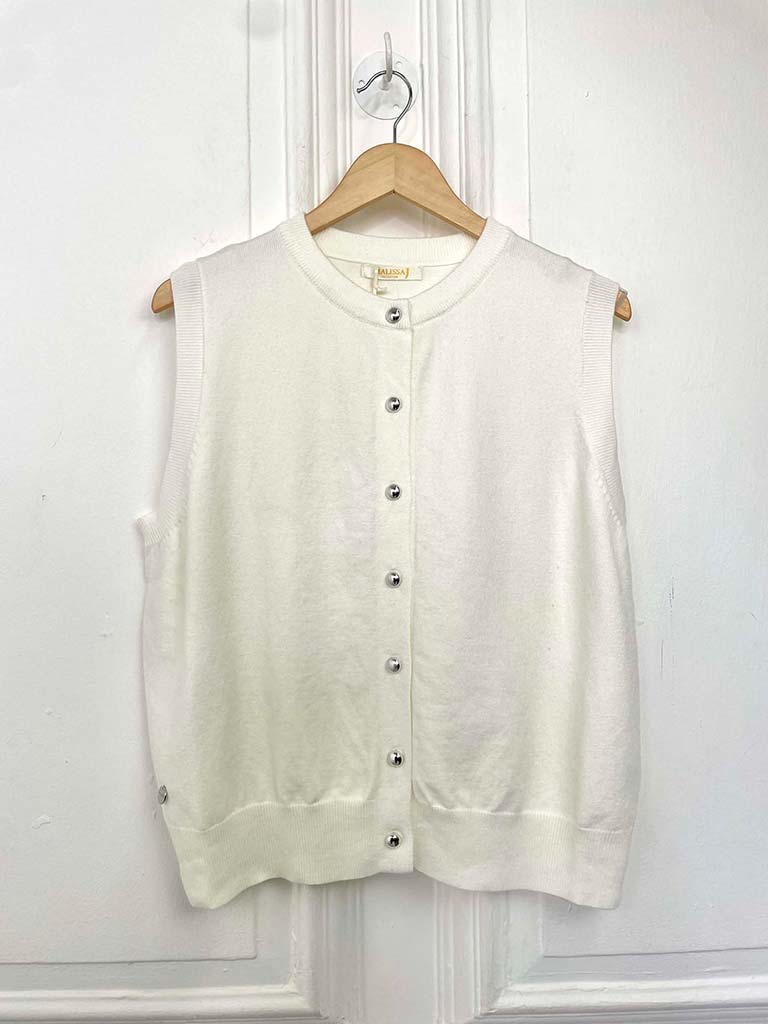 Malissa J Buttoned Tank Knit - White