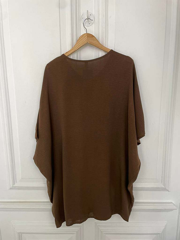 Circle Ruched Centre Tunic - Chocolate