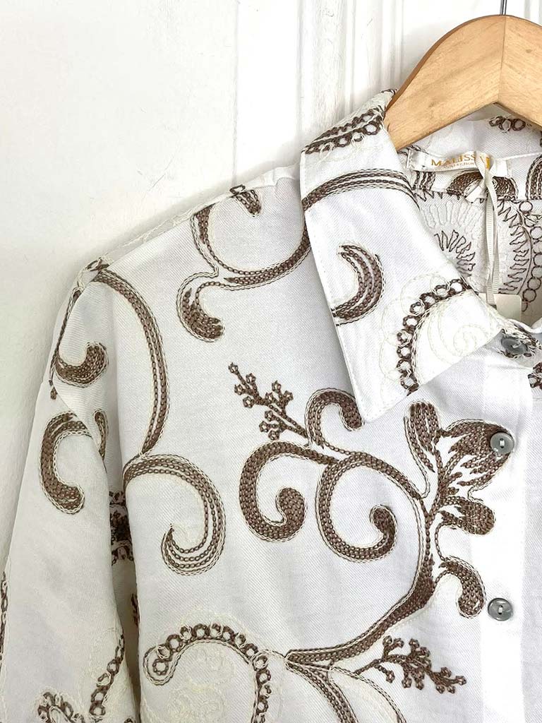 Malissa J Paisley Shirt - White