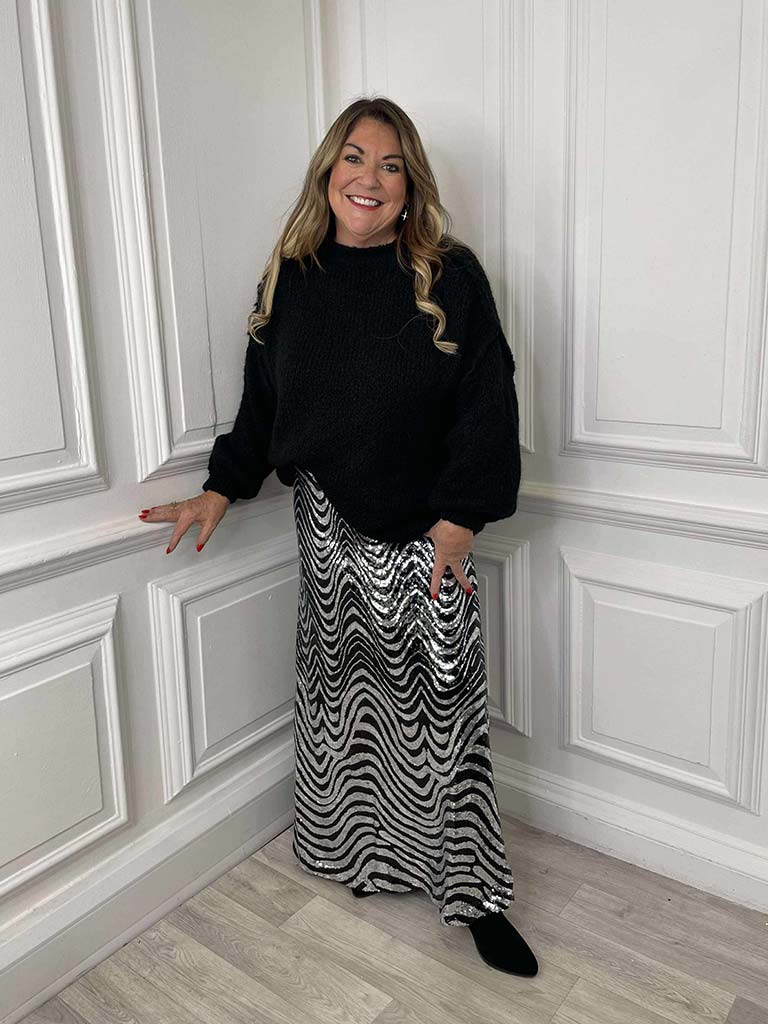 Malissa J Swirl Sequin Skirt