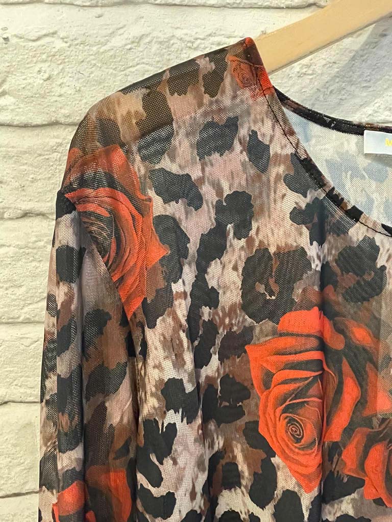Malissa J Animal & Floral Print Mesh Top
