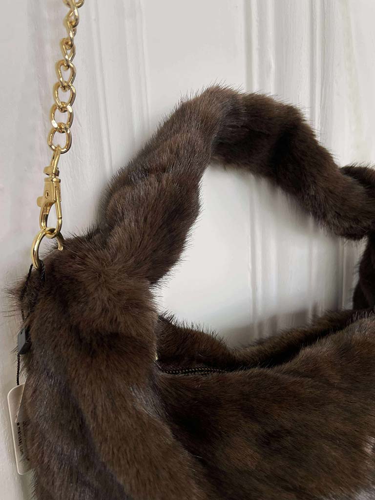 Malissa J Faux Fur Shoulder Bag - Brown