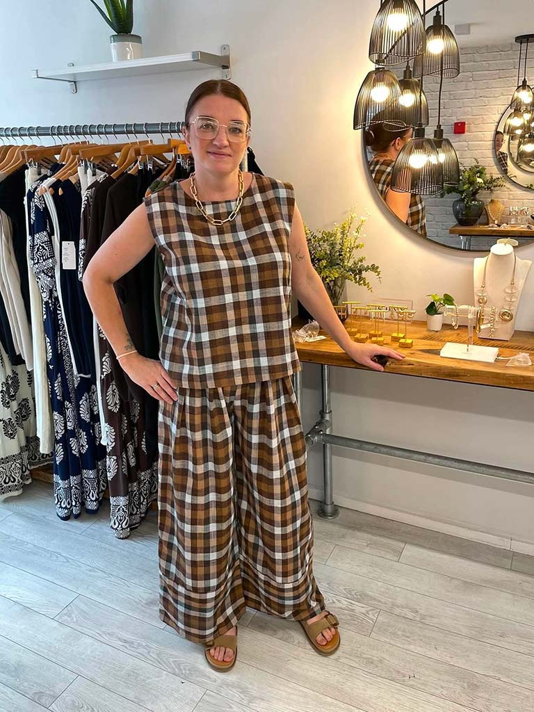 Atelier Check Cocoon Pants - Chocolate