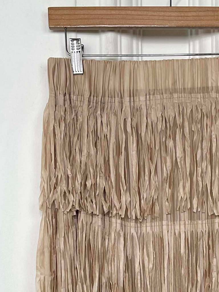 Fringed Layered Skirt - Biscuit