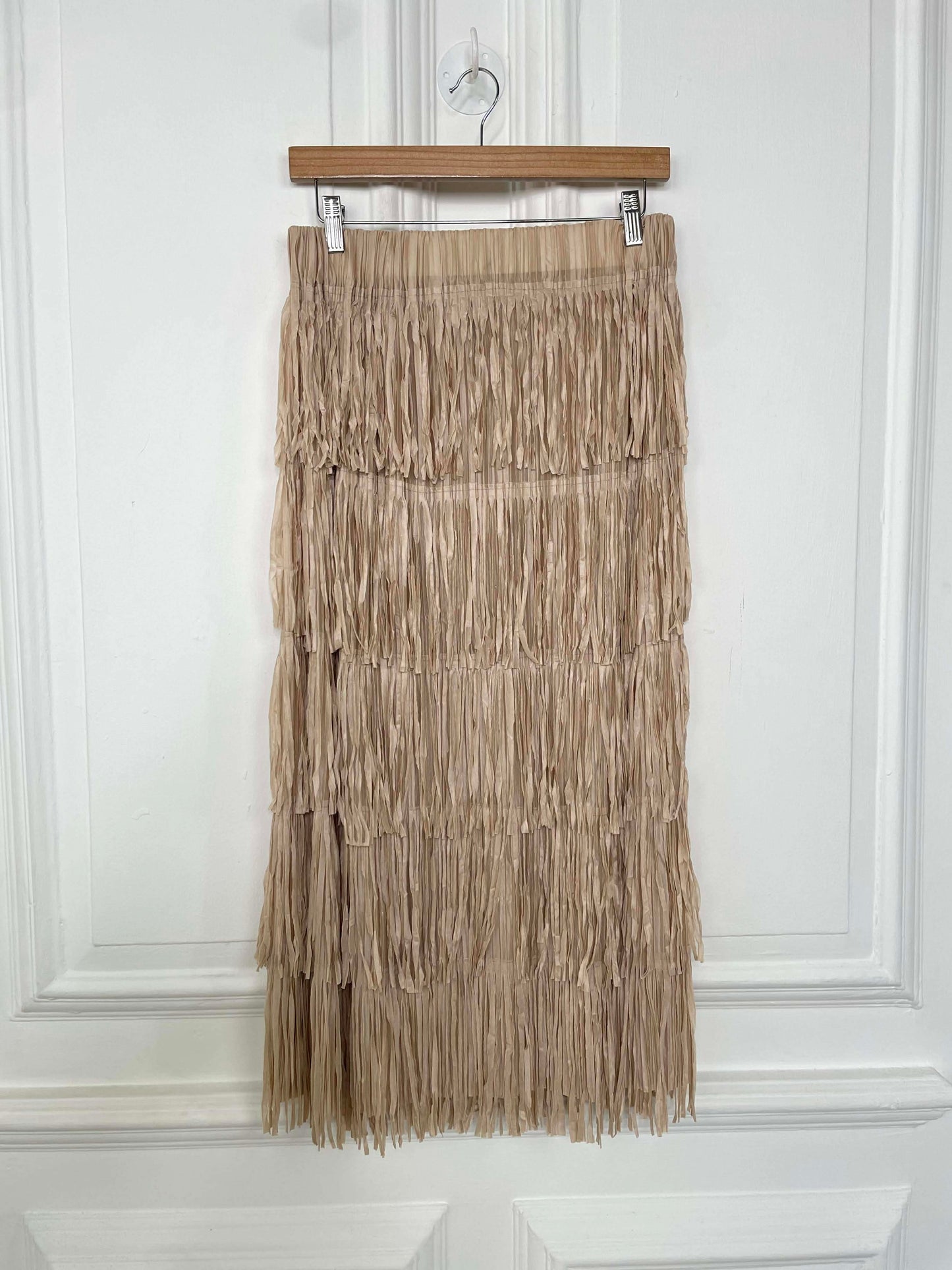 Fringed Layered Skirt - Biscuit