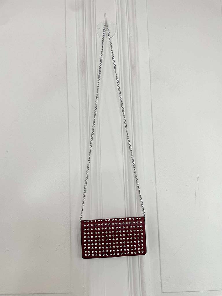 Studded Chain Bag - Burgundy