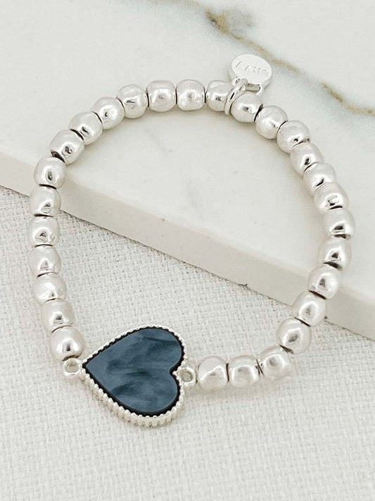 Envy Slate Heart Bracelet - Silver