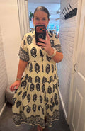 Paisley Print Tiered Maxi Dress - Stone & Black