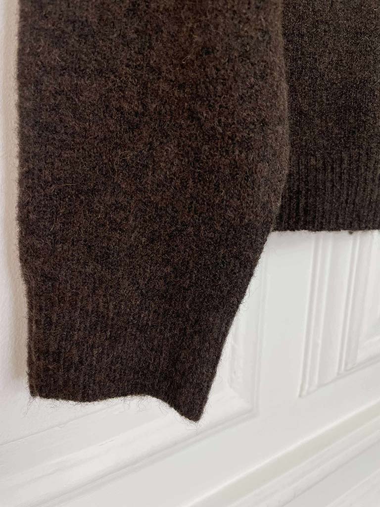 Faux Fur Collar Cardigan - Chocolate