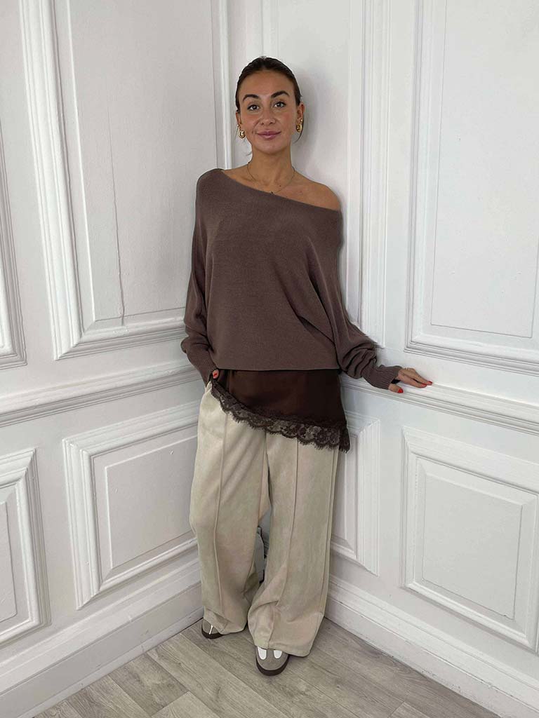 Pearl Back Knit - Chocolate