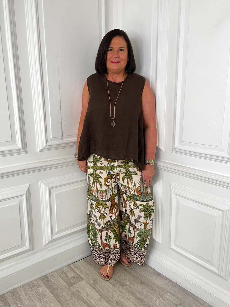 Jungle Scene Palazzos - Stone