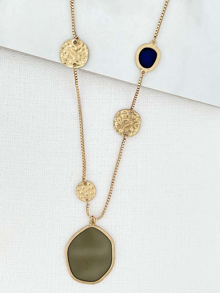Envy Stain Glass & Coin Necklace - Gold