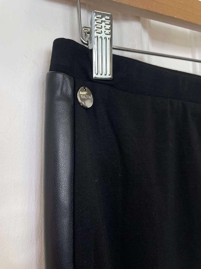 Malissa J Faux Leather Side Stripe Leggings - Black