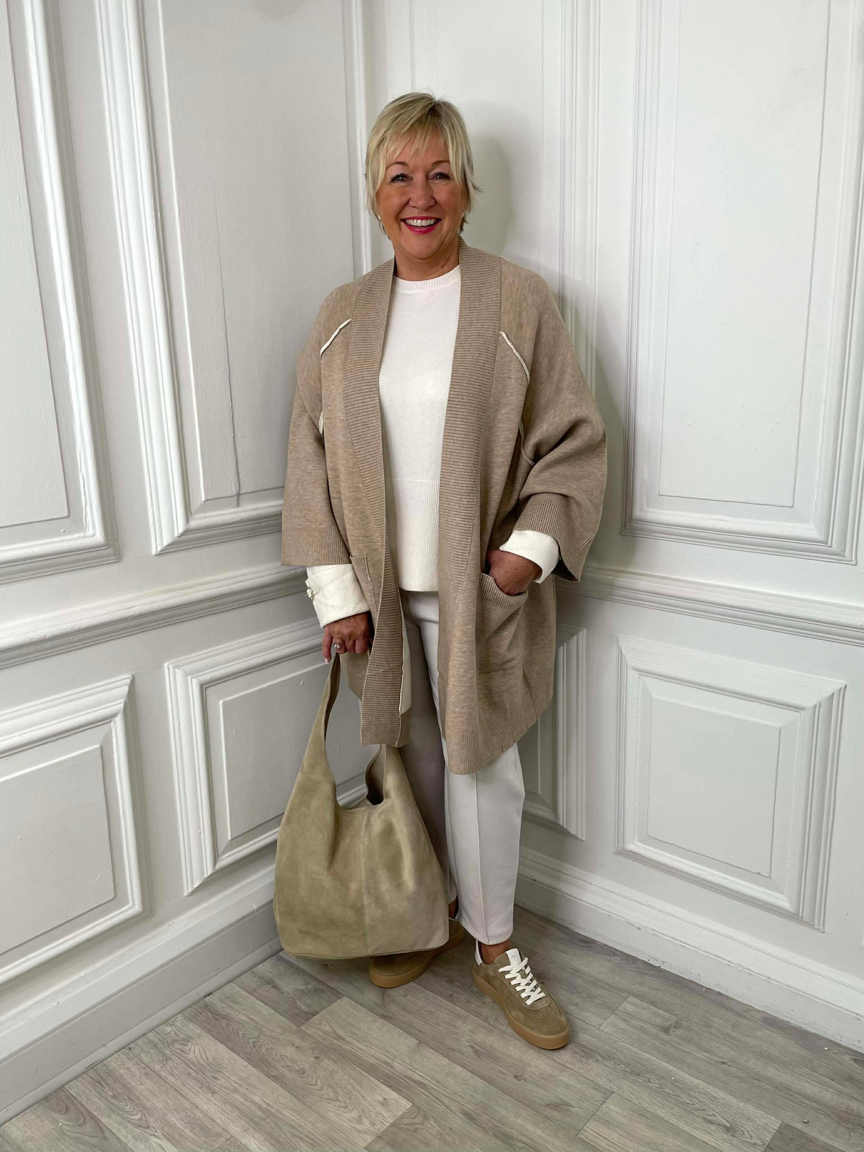 Exposed Seam Cardigan - Sand