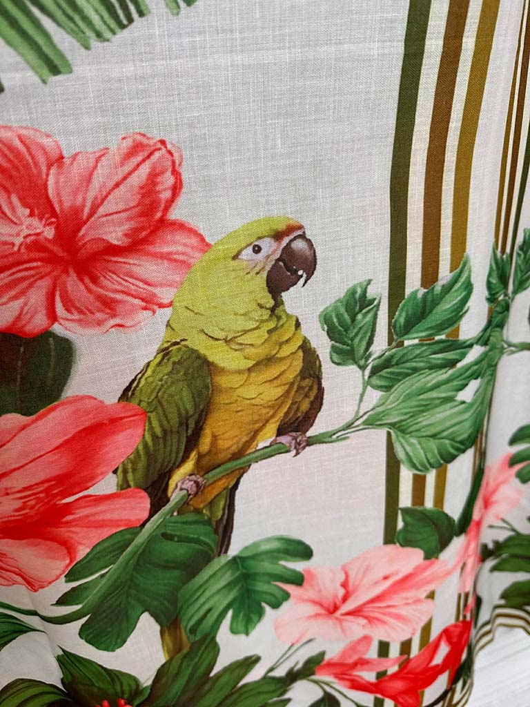 Parrot & Hibiscus Maxi Dress