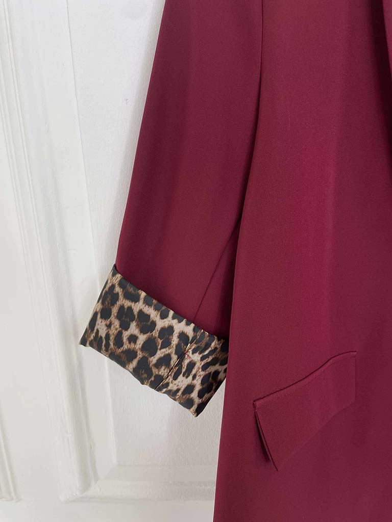 Leopard Cuff Blazer - Merlot