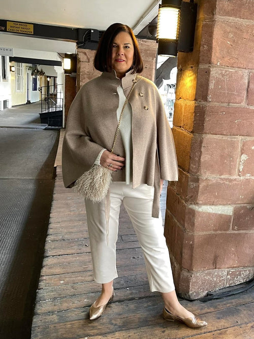 Malissa J Button Poncho - Stone